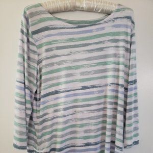 Striped pullover cotton poly women's top size medium